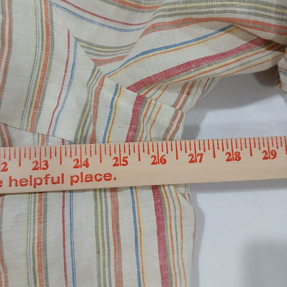 Lauren Ralph Lauren Linen Top Womens 3X NWT Striped Great Plains Band Collar - Picture 7 of 10